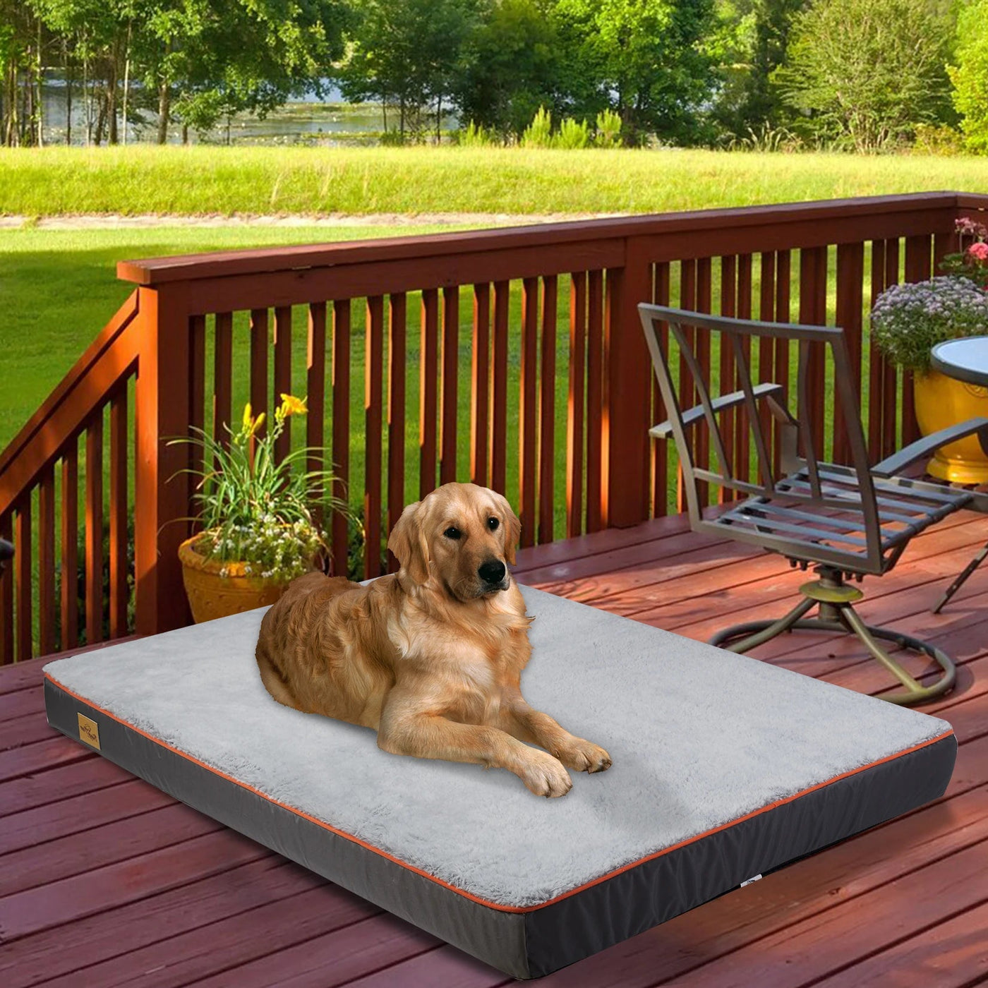 Orthopedic waterproof dog bed with washable cover and non-slip bottom