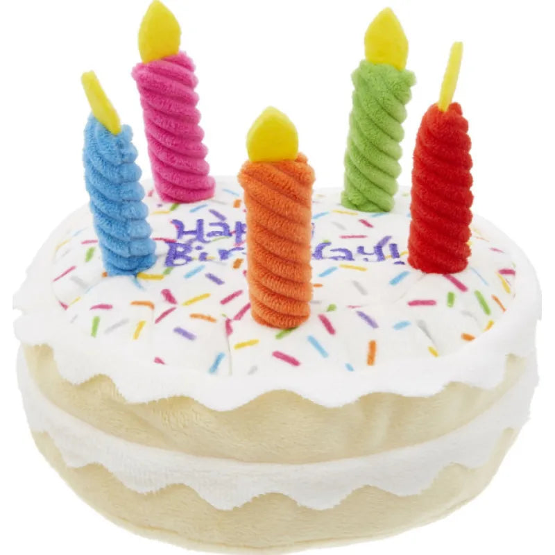 Dog Toy Birthday Set – Plush Cake, Cupcake & Bone with Squeaker Function