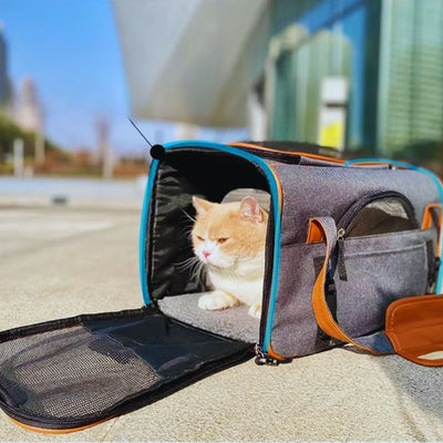 Pet Carrying Bag with Mesh Window and Adjustable Shoulder Strap