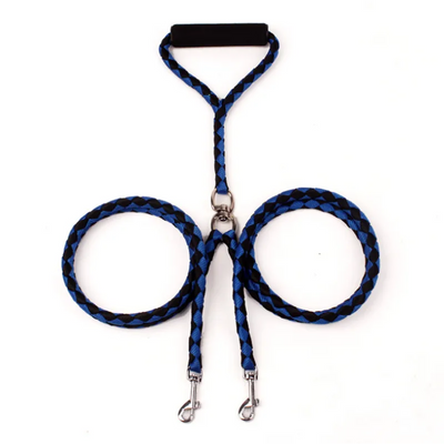 Twin Dog Leash in Check Pattern – Durable Leash for Two Dogs