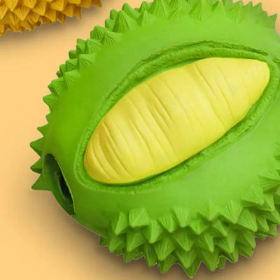 Fruit-shaped rubber dog toy for chewing pleasure and dental care