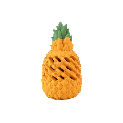 Fruit-shaped rubber dog toy for chewing pleasure and dental care
