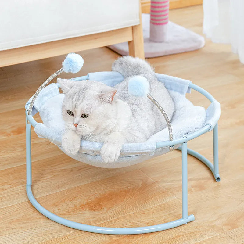 ラウンドキャットハンモック - 遊びボールと安定したフレームを備えた猫のための快適な休憩場所