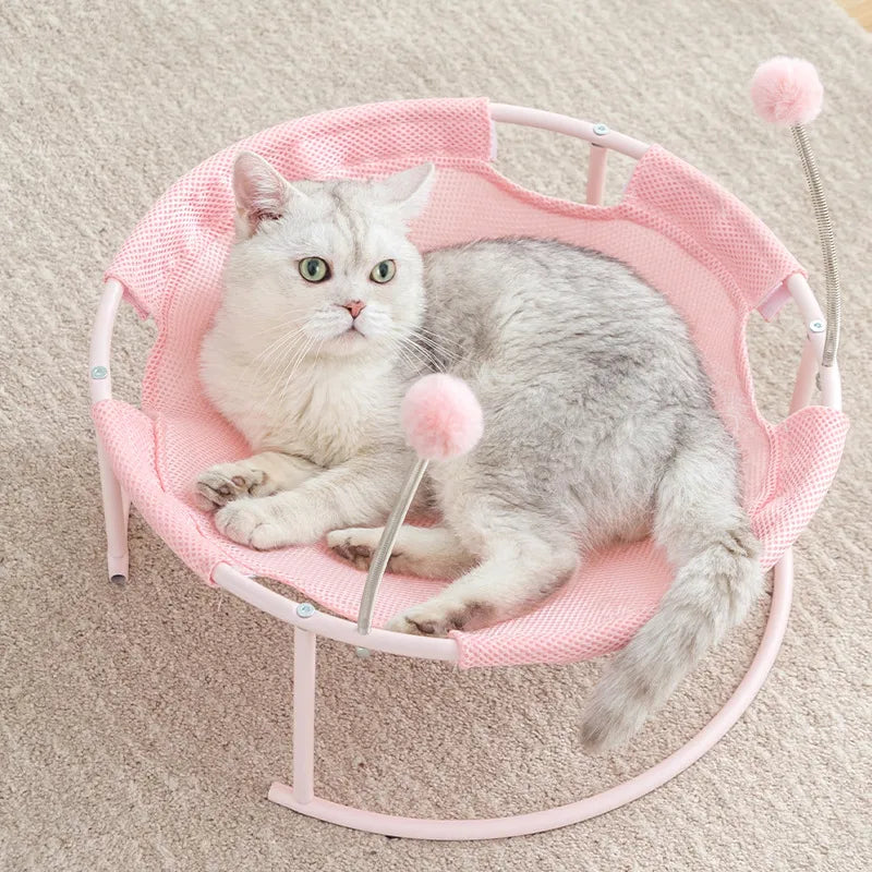 ラウンドキャットハンモック - 遊びボールと安定したフレームを備えた猫のための快適な休憩場所