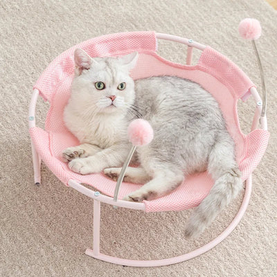 ラウンドキャットハンモック - 遊びボールと安定したフレームを備えた猫のための快適な休憩場所