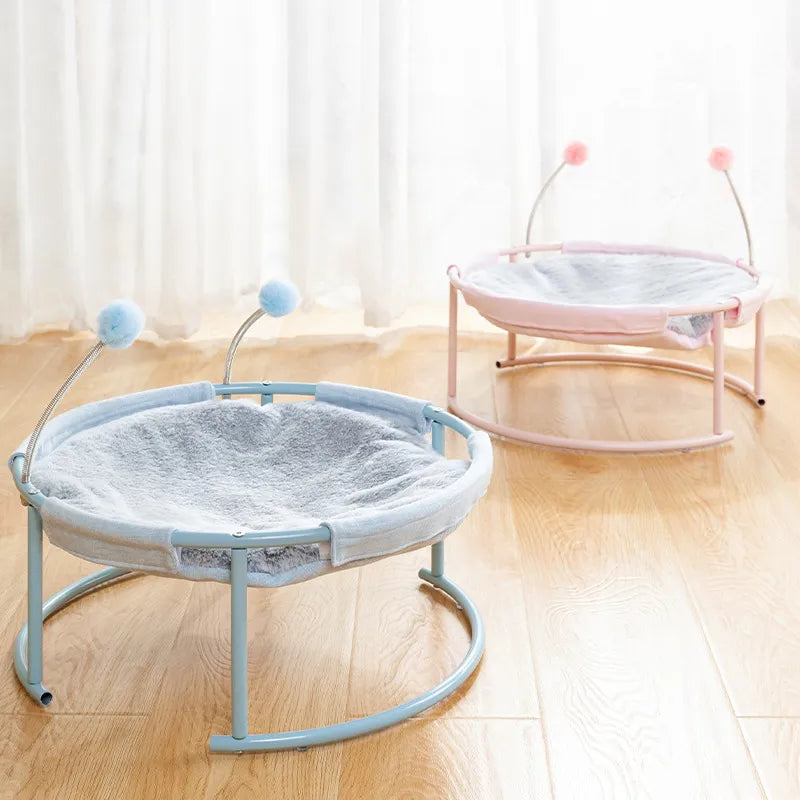 ラウンドキャットハンモック - 遊びボールと安定したフレームを備えた猫のための快適な休憩場所