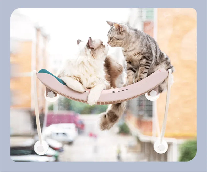 猫用窓用ハンモック - 吸盤付きの安定感と快適な睡眠エリア