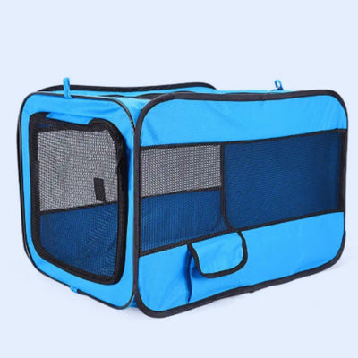 Foldable Pet Transport Box with Mesh Windows and Soft Mat