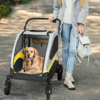 Portable Dog Stroller with 4 Wheels for Large Dogs