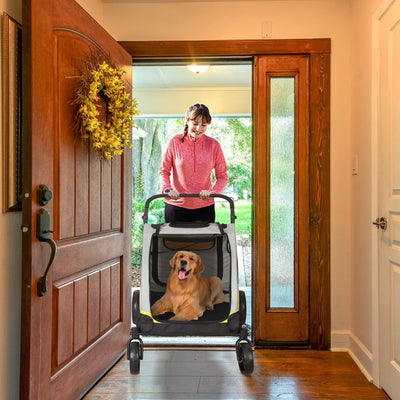 Portable Dog Stroller with 4 Wheels for Large Dogs