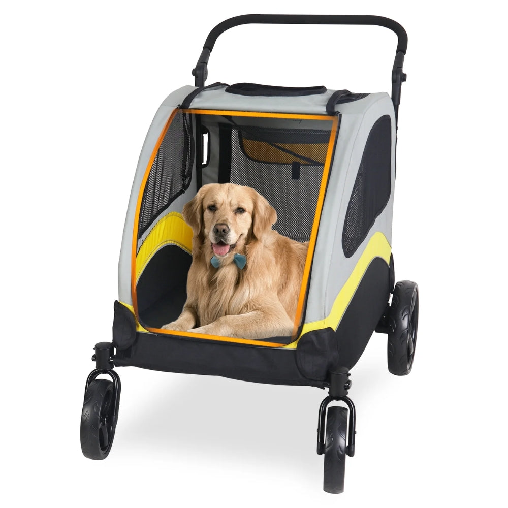 Portable Dog Stroller with 4 Wheels for Large Dogs