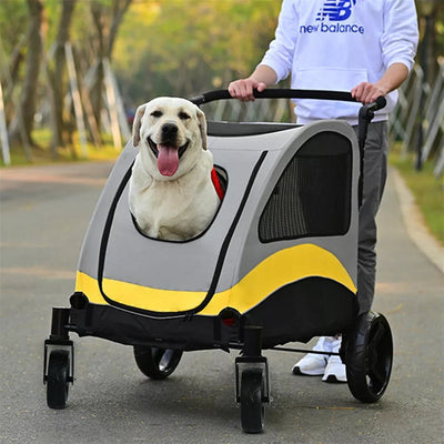 Portable Dog Stroller with 4 Wheels for Large Dogs