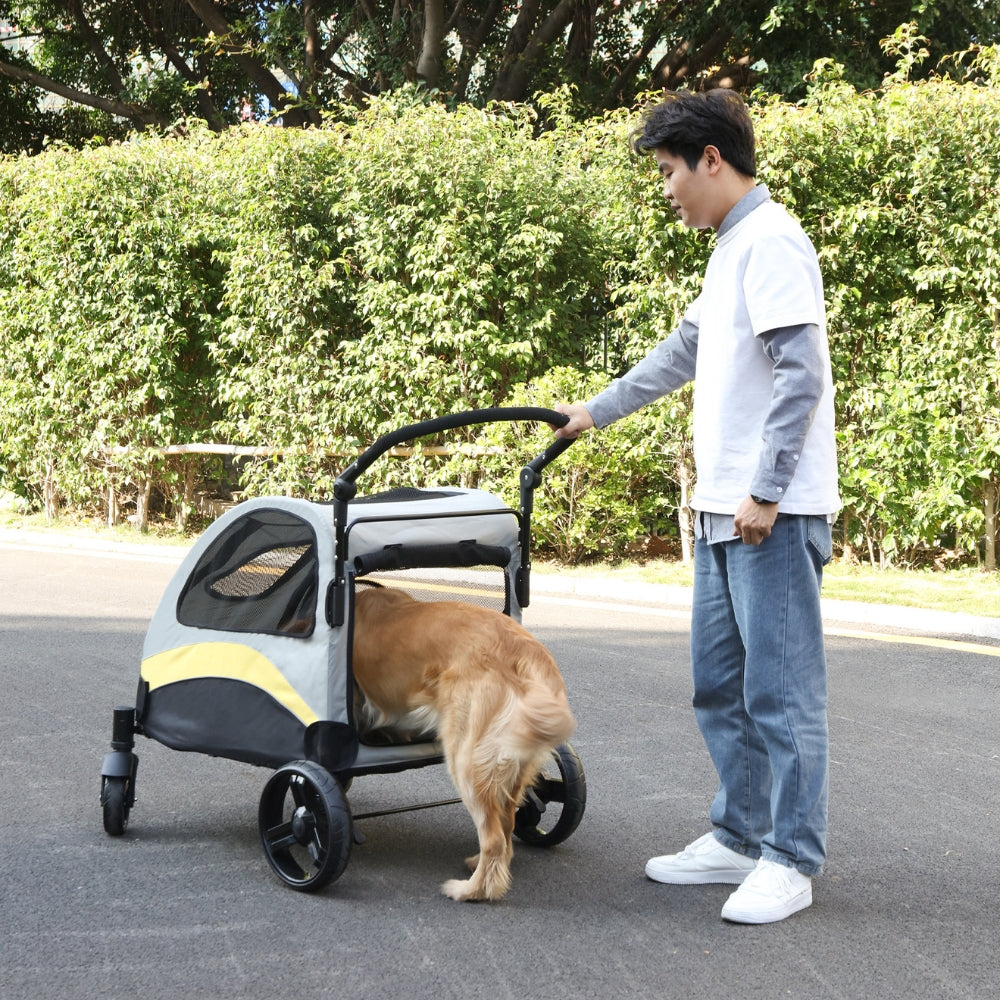 Portable Dog Stroller with 4 Wheels for Large Dogs