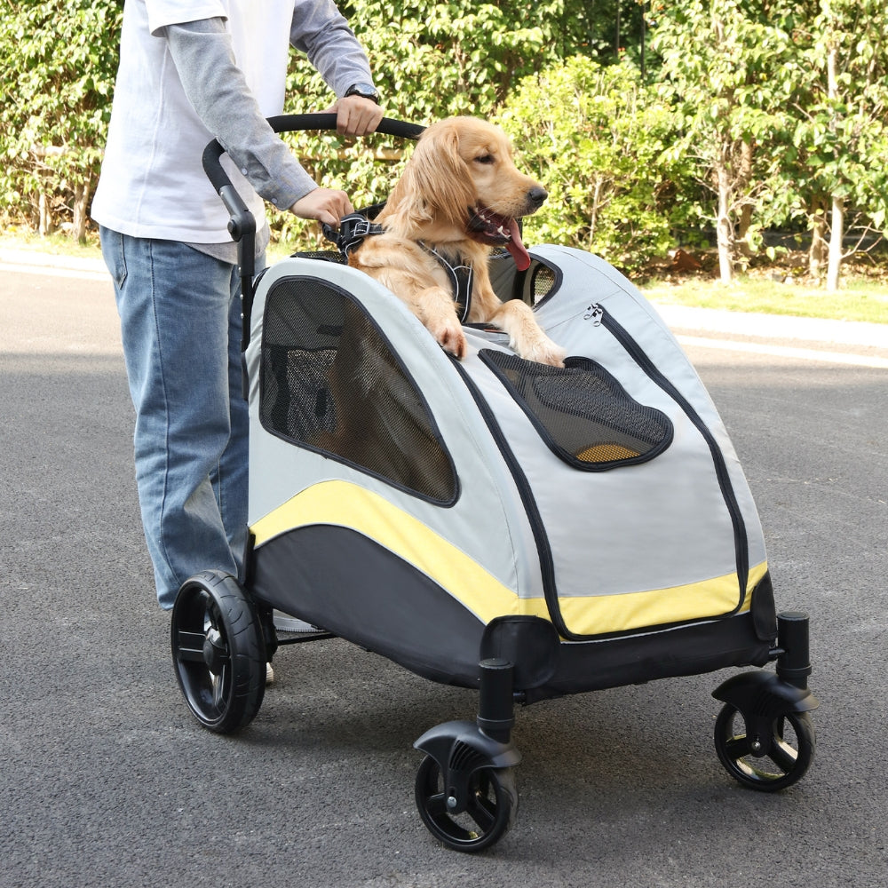 Portable Dog Stroller with 4 Wheels for Large Dogs