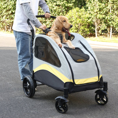 Portable Dog Stroller with 4 Wheels for Large Dogs