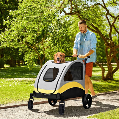 Portable Dog Stroller with 4 Wheels for Large Dogs