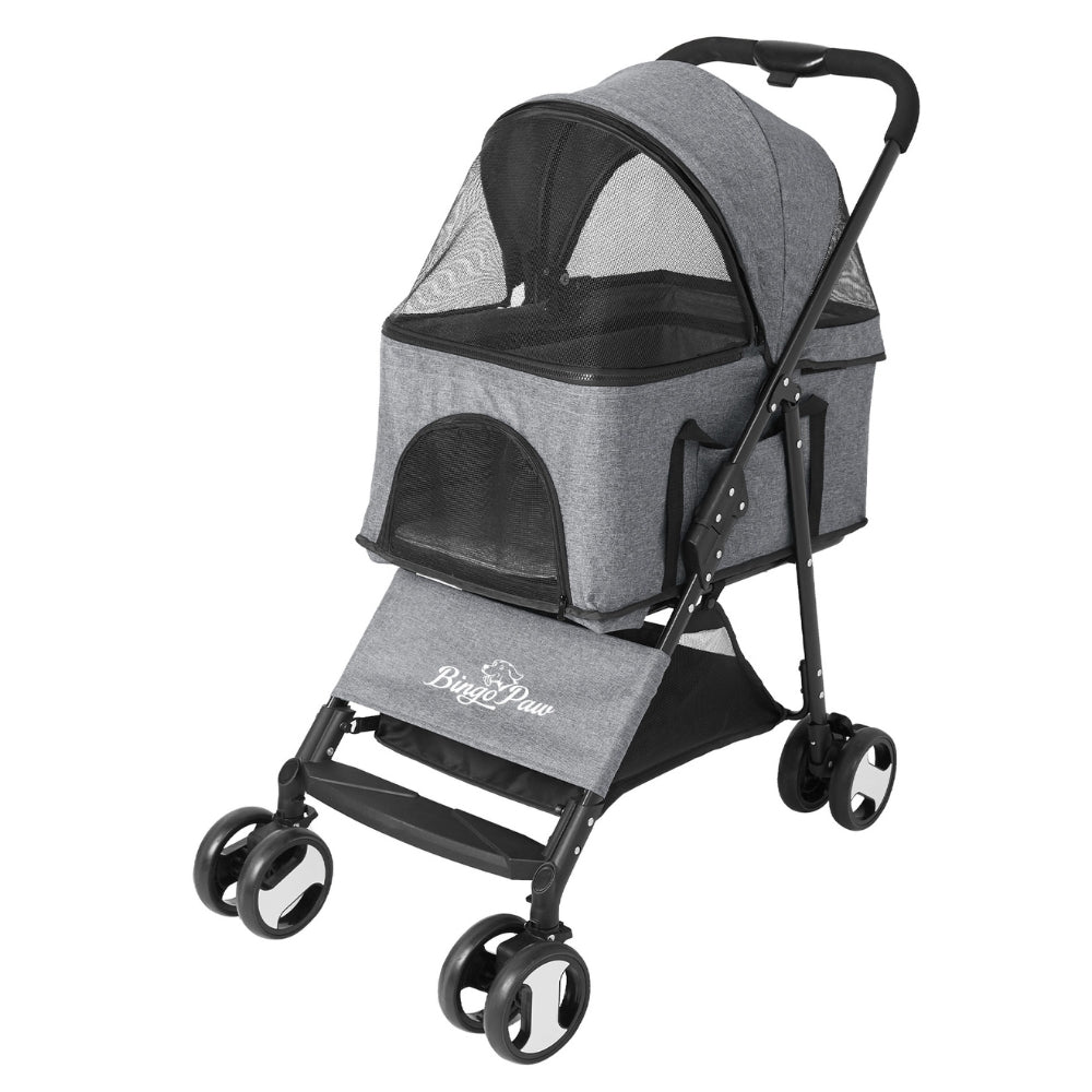 Foldable Pet Stroller with Detachable Carrier Cabin