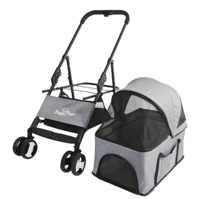 Foldable Pet Stroller with Detachable Carrier Cabin