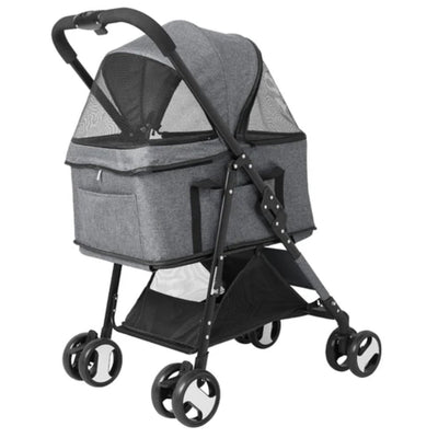 Foldable Pet Stroller with Detachable Carrier Cabin