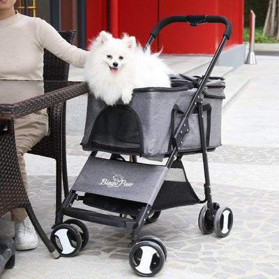 Foldable Pet Stroller with Detachable Carrier Cabin