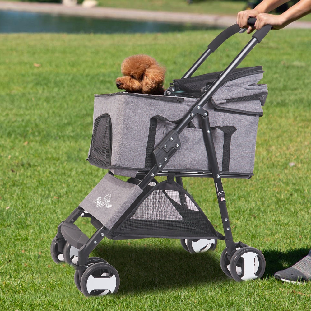 Foldable Pet Stroller with Detachable Carrier Cabin