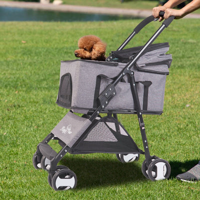Foldable Pet Stroller with Detachable Carrier Cabin