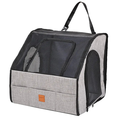 Safe Dog Car Seat - Foldable Transport Bag with Mesh Windows and Strap System