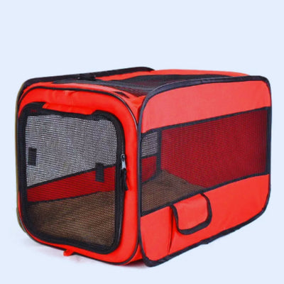 Foldable Pet Transport Box with Mesh Windows and Soft Mat