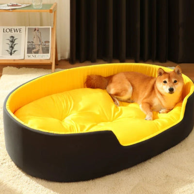 Soft Dog Sleep Cushion with Elevated Edges and Removable Pillow