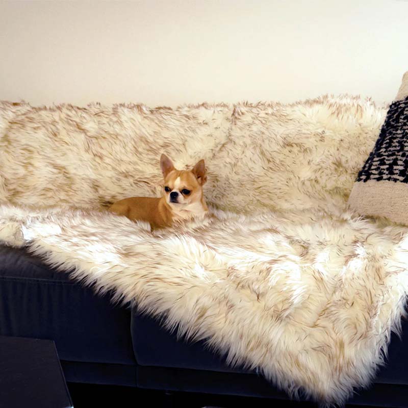 Waterproof Dog Blanket with Plush Imitation Fur Protects Furniture and Dog Beds