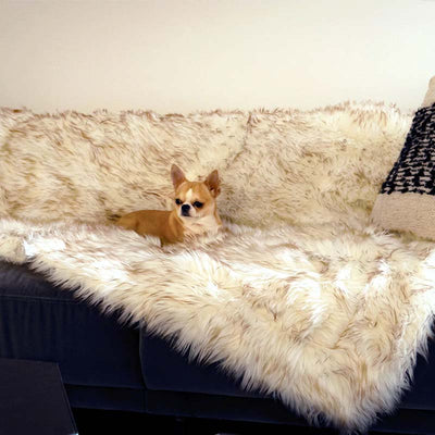 Waterproof Dog Blanket with Plush Imitation Fur Protects Furniture and Dog Beds