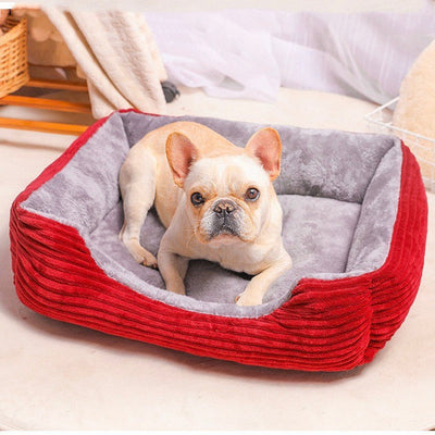 Calming Square Plush Dog Bed Anti-Slip with Raised Edge