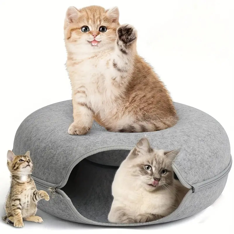 猫と洞窟のための2in1ドーナツベッド