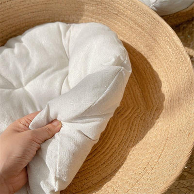 Cozy bamboo wicker cat bed – 100% cotton with removable cushion