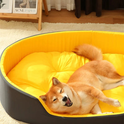 Soft Dog Sleep Cushion with Elevated Edges and Removable Pillow