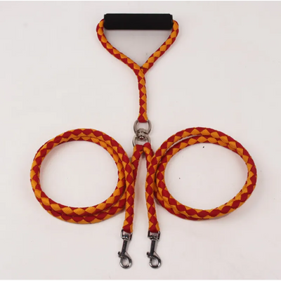 Twin Dog Leash in Check Pattern – Durable Leash for Two Dogs
