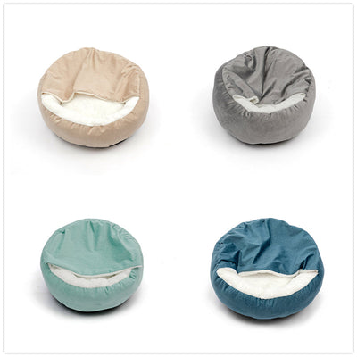 Orthopedic Donut Dog Bed with Hooded Blanket to Cuddle Up In