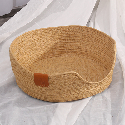 Cozy bamboo wicker cat bed – 100% cotton with removable cushion