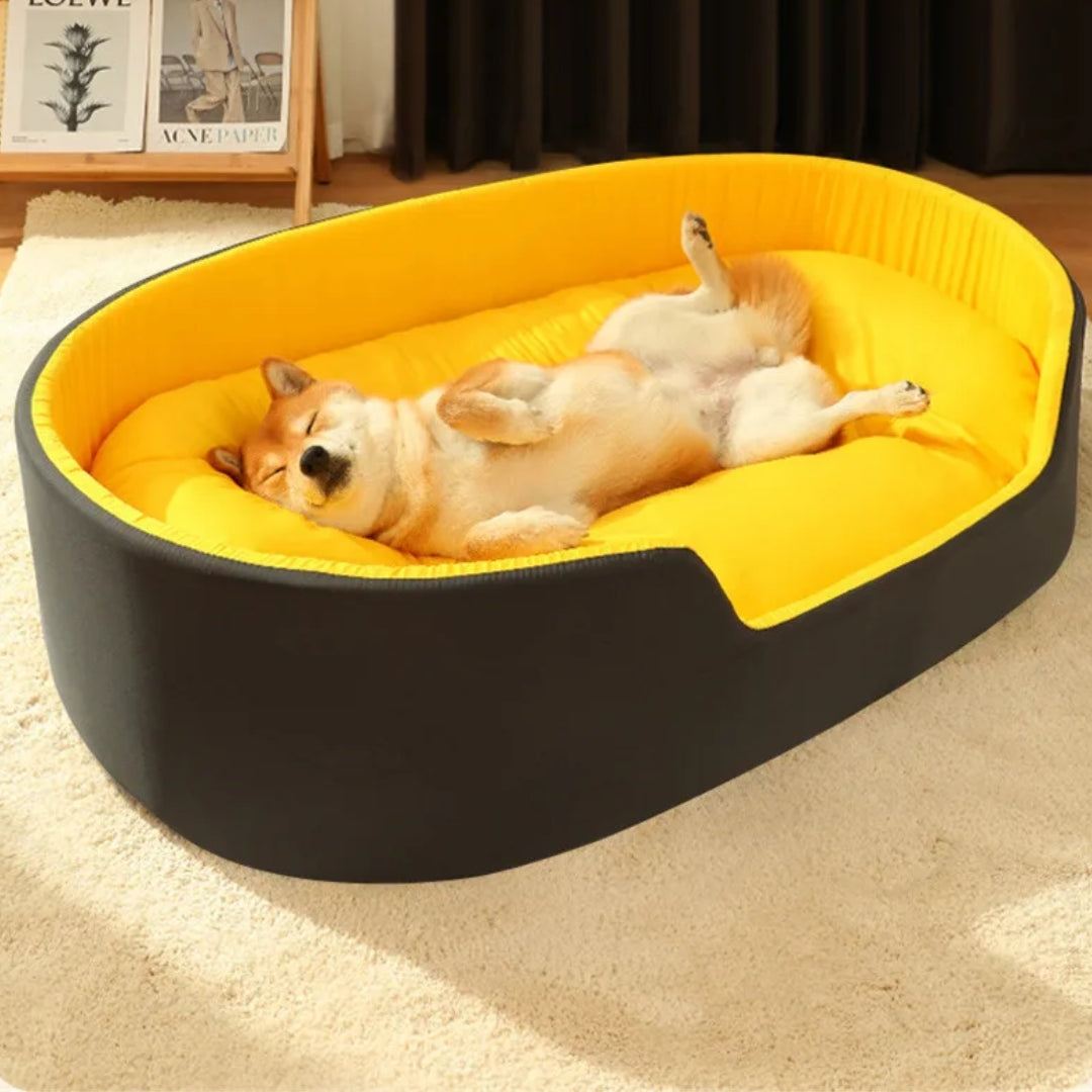 Soft Dog Sleep Cushion with Elevated Edges and Removable Pillow