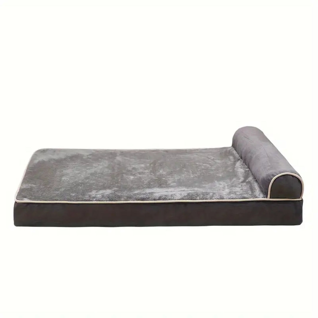 Memory foam dog bed with headrest