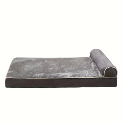 Memory foam dog bed with headrest