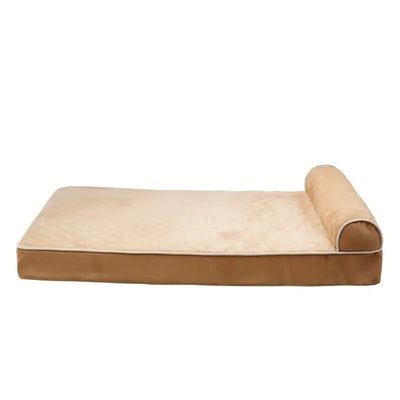 Memory foam dog bed with headrest