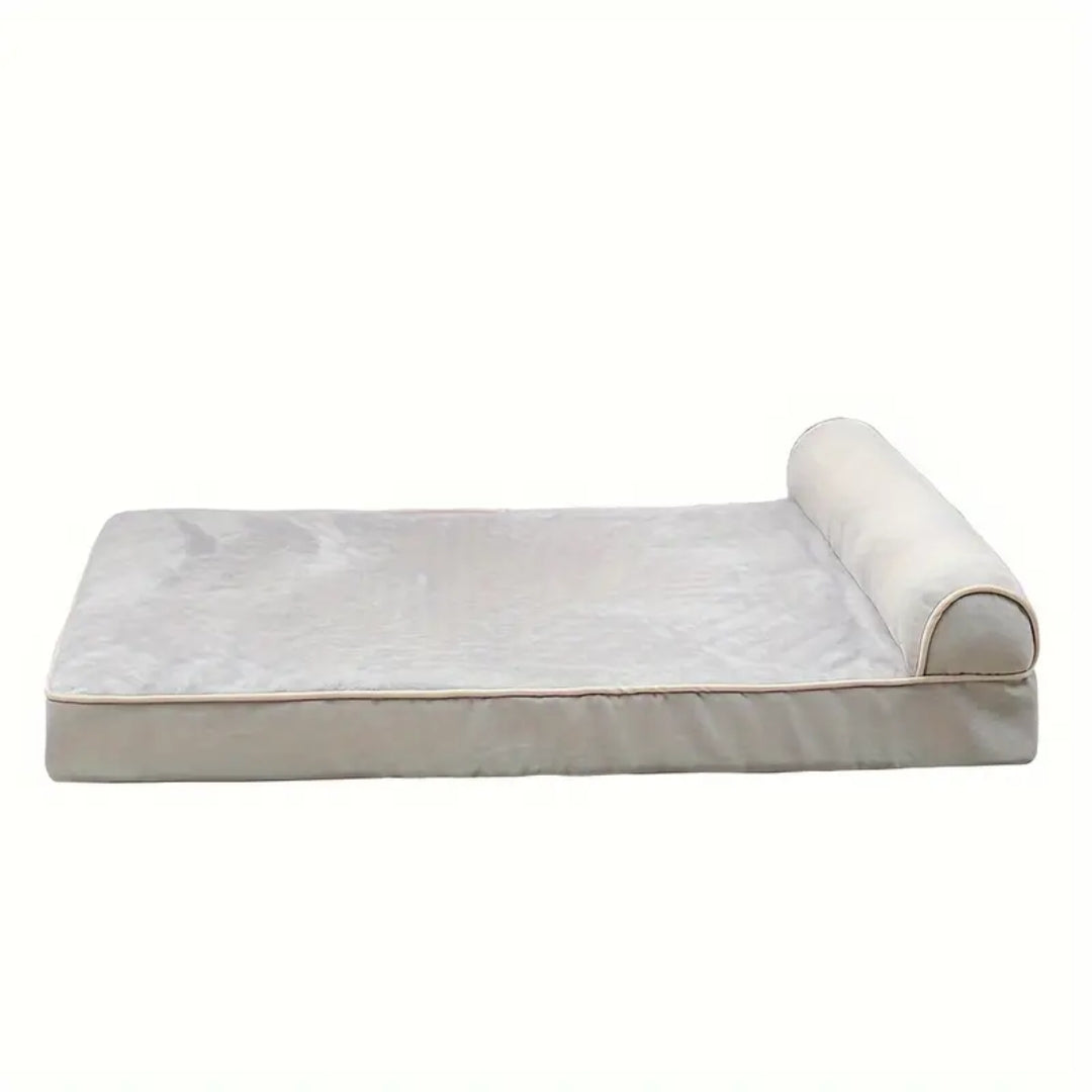 Memory foam dog bed with headrest