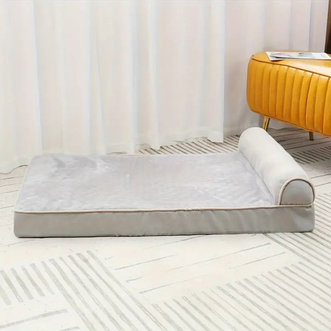 Memory foam dog bed with headrest