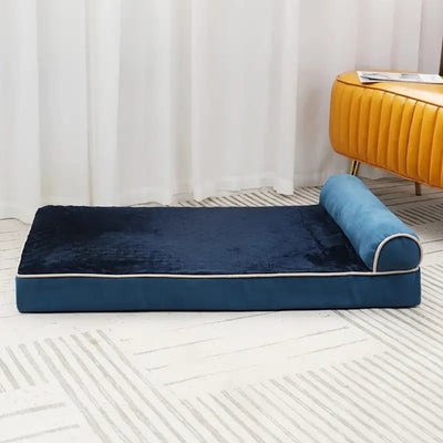 Memory foam dog bed with headrest