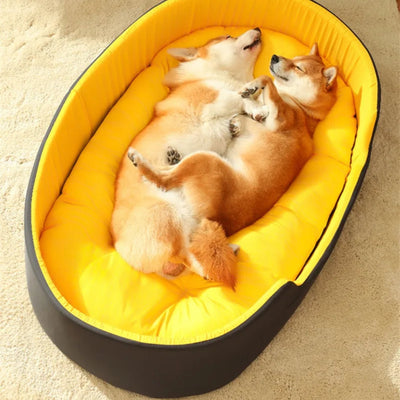 Soft Dog Sleep Cushion with Elevated Edges and Removable Pillow