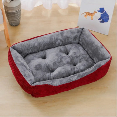 Calming Square Plush Dog Bed Anti-Slip with Raised Edge