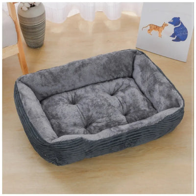 Calming Square Plush Dog Bed Anti-Slip with Raised Edge