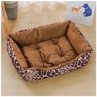 Calming Square Plush Dog Bed Anti-Slip with Raised Edge