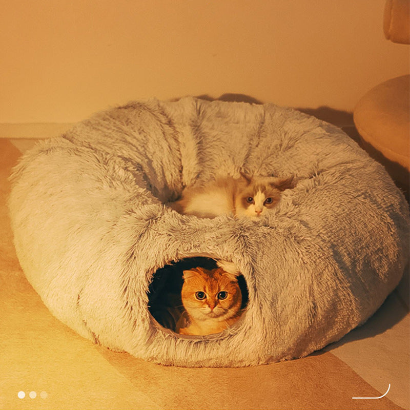 猫用ぬいぐるみトンネル（プレイベッド付き）